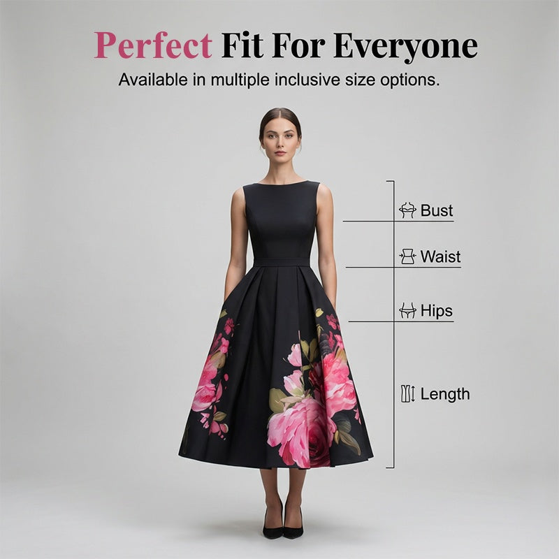 ⏳Time-Limited Special⏰Elegant Sleeveless A-Line Midi Dress with Floral Print