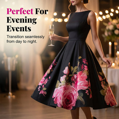 ⏳Time-Limited Special⏰Elegant Sleeveless A-Line Midi Dress with Floral Print