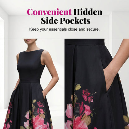 ⏳Time-Limited Special⏰Elegant Sleeveless A-Line Midi Dress with Floral Print