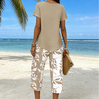 ⏳Time-Limited Special⏰Women's Asymmetrical Top & Capri Pants 2-Piece Set