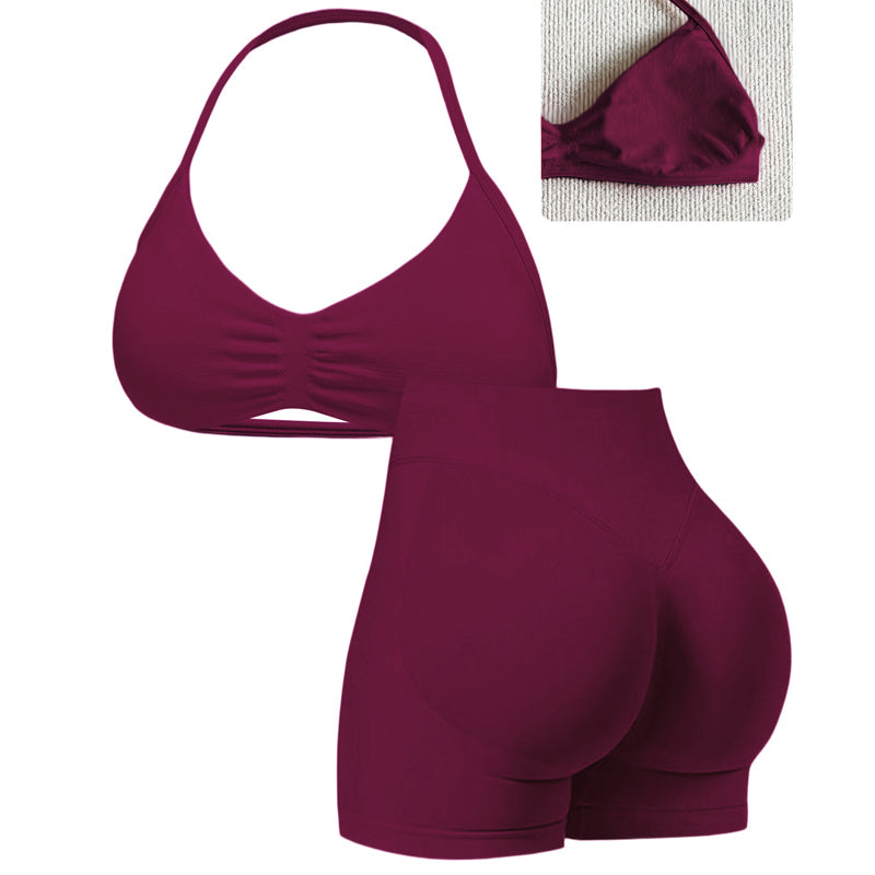 ⏳Time-Limited Special⏰Women's Halter & Shorts Set – Tummy Control, Seamless, Butt-Lifting 🍑