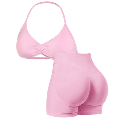 ⏳Time-Limited Special⏰Women's Halter & Shorts Set – Tummy Control, Seamless, Butt-Lifting 🍑