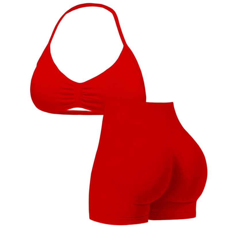 ⏳Time-Limited Special⏰Women's Halter & Shorts Set – Tummy Control, Seamless, Butt-Lifting 🍑