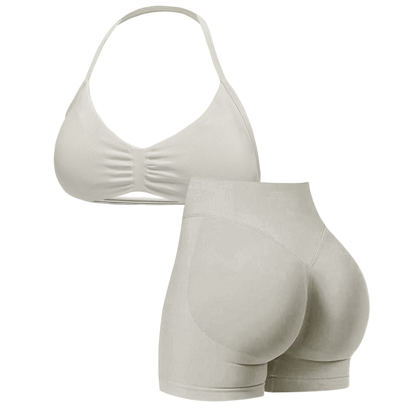 ⏳Time-Limited Special⏰Women's Halter & Shorts Set – Tummy Control, Seamless, Butt-Lifting 🍑