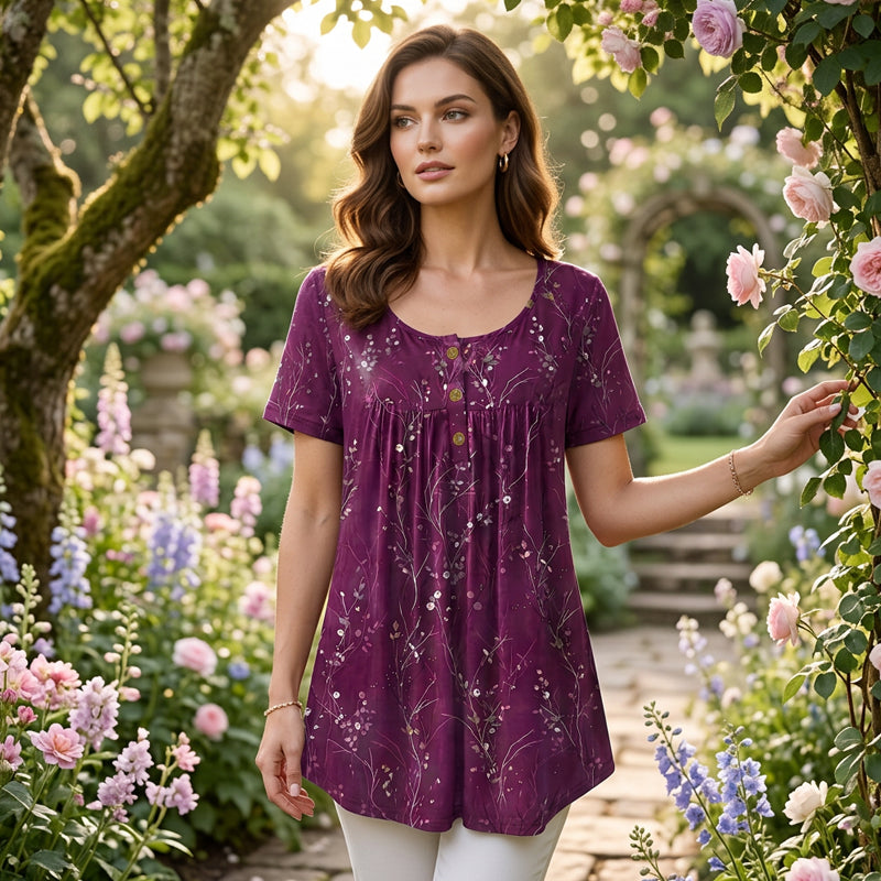 ⏳Time-Limited Special⏰Women's Floral Print Pleated Tunic Top