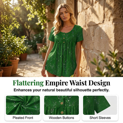 ⏳Time-Limited Special⏰Women's Floral Print Pleated Tunic Top
