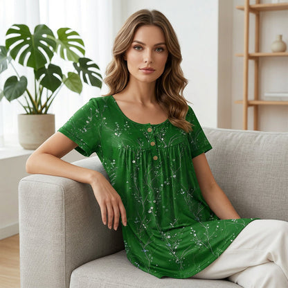 ⏳Time-Limited Special⏰Women's Floral Print Pleated Tunic Top