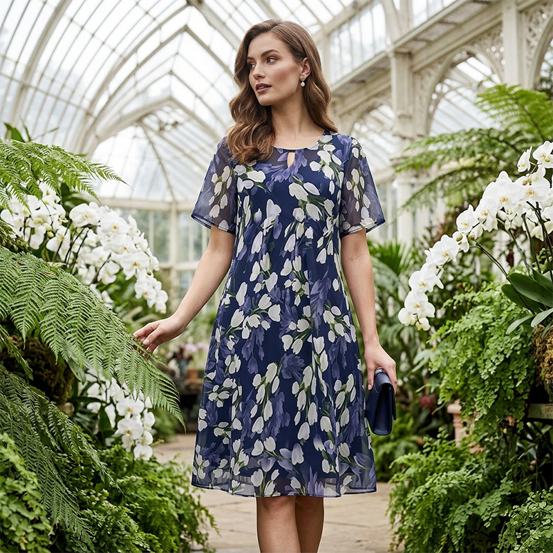 ⏳Time-Limited Special⏰Short Sleeve A-Line Knee-Length Party Dress