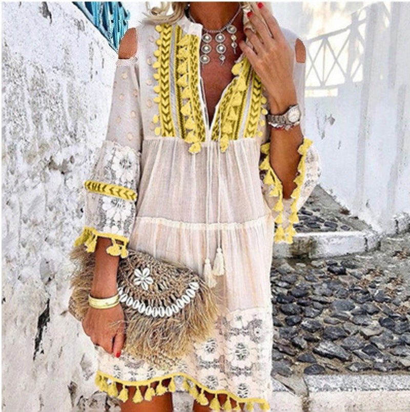 ⏳Time-Limited Special⏰Women's Loose Cotton Linen Embroidered Dress🌸👗