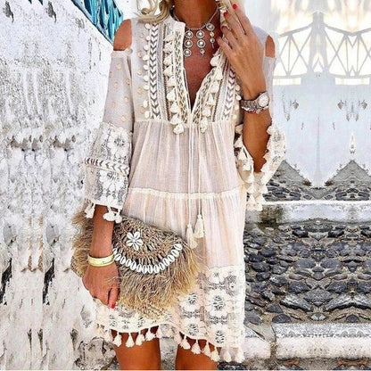 ⏳Time-Limited Special⏰Women's Loose Cotton Linen Embroidered Dress🌸👗