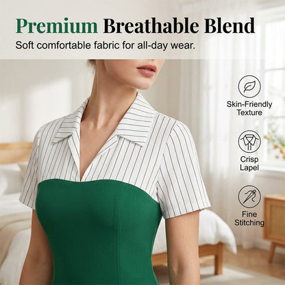⏳Time-Limited Special⏰Striped Lapel Set – Tee & Palazzo Pants, V-Neck, Flowing, Elegant 🍂