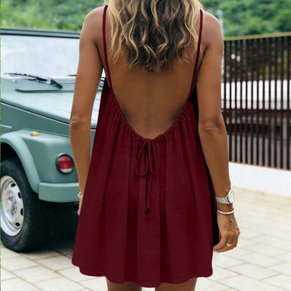 ⏳Time-Limited Special⏰Summer Backless Spaghetti Strap Mini Dress