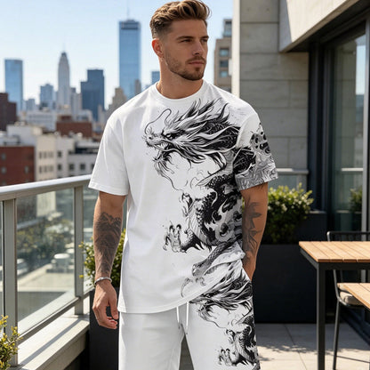 ⏳Time-Limited Special⏰Men's Graphic Print T-Shirt & Shorts Set