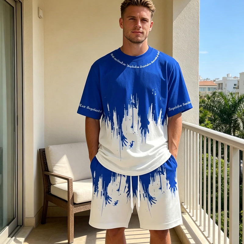 ⏳Time-Limited Special⏰Men's Graphic Print T-Shirt & Shorts Set
