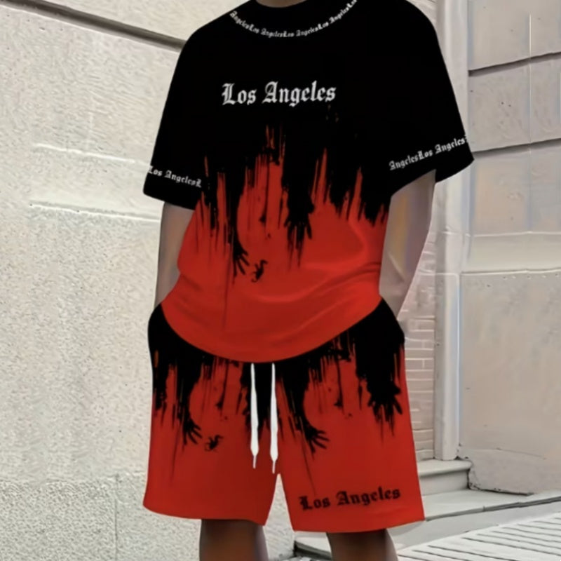 ⏳Time-Limited Special⏰Men's Graphic Print T-Shirt & Shorts Set