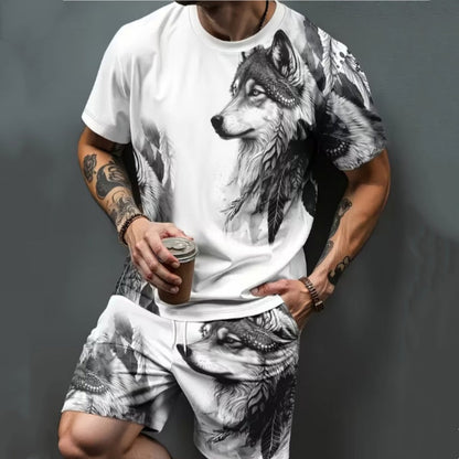 ⏳Time-Limited Special⏰Men's Graphic Print T-Shirt & Shorts Set