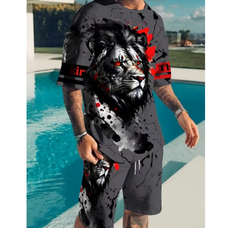 ⏳Time-Limited Special⏰Men's Graphic Print T-Shirt & Shorts Set