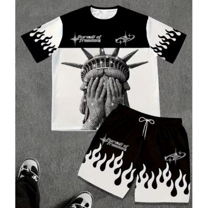 ⏳Time-Limited Special⏰Men's Graphic Print T-Shirt & Shorts Set