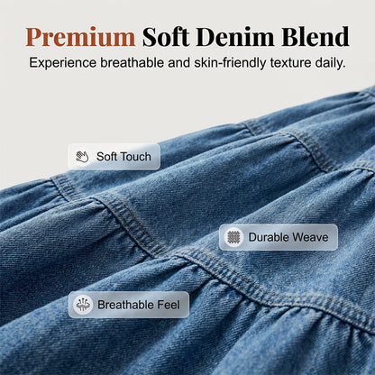 ⏳Time-Limited Special⏰Women's High Waisted Tiered A-Line Denim Maxi Skirt
