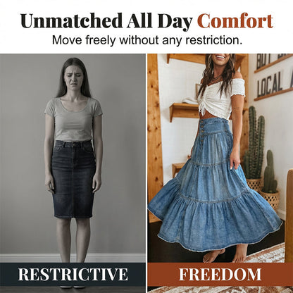 ⏳Time-Limited Special⏰Women's High Waisted Tiered A-Line Denim Maxi Skirt