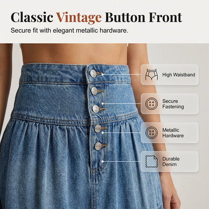 ⏳Time-Limited Special⏰Women's High Waisted Tiered A-Line Denim Maxi Skirt