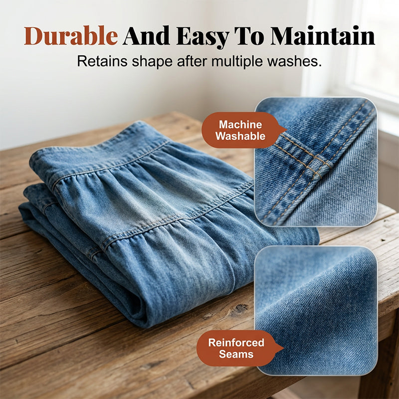 ⏳Time-Limited Special⏰Women's High Waisted Tiered A-Line Denim Maxi Skirt