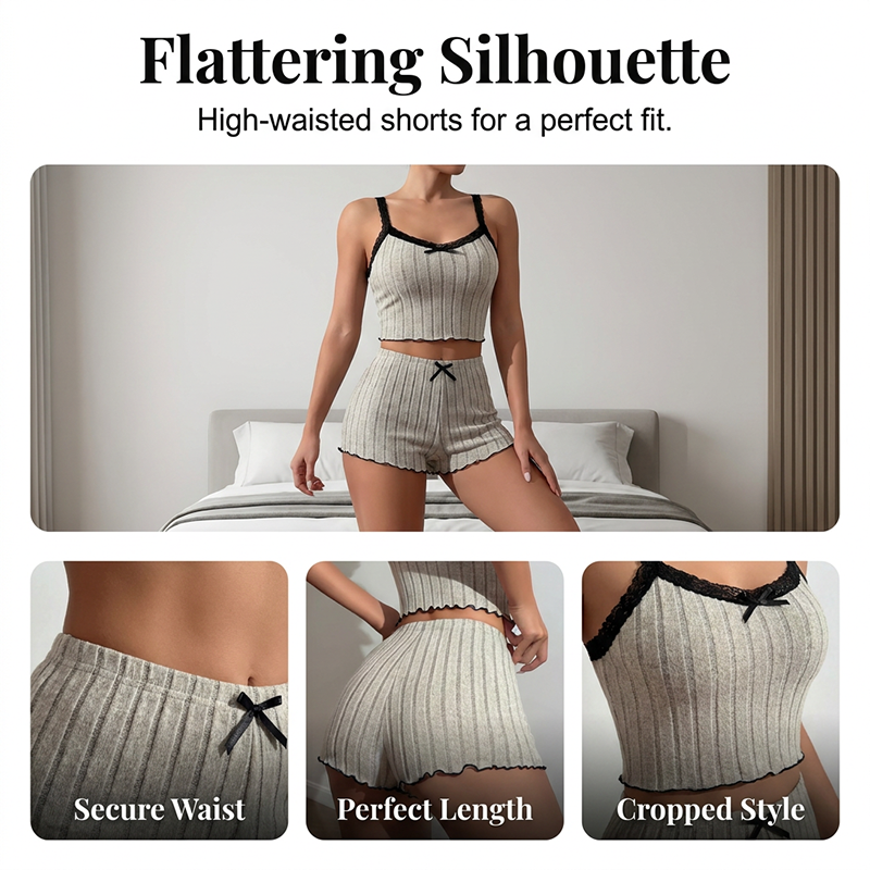 ⏳Time-Limited Special⏰Ribbed Knit Cami & Shorts Pajama Set