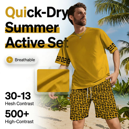 ⏳Time-Limited Special⏰Men's Tracksuit Set – Yellow, Graphic, Quick-Dry, Summer