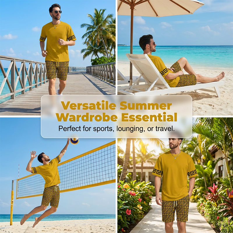 ⏳Time-Limited Special⏰Men's Tracksuit Set – Yellow, Graphic, Quick-Dry, Summer