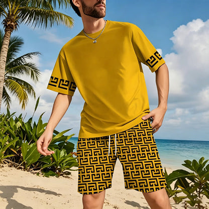 ⏳Time-Limited Special⏰Men's Tracksuit Set – Yellow, Graphic, Quick-Dry, Summer