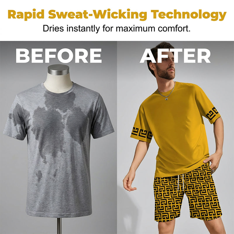 ⏳Time-Limited Special⏰Men's Tracksuit Set – Yellow, Graphic, Quick-Dry, Summer