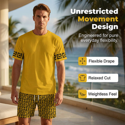 ⏳Time-Limited Special⏰Men's Tracksuit Set – Yellow, Graphic, Quick-Dry, Summer