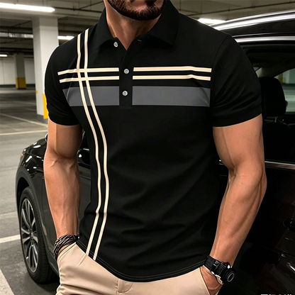 ⏳Time-Limited Special⏰Men's Striped Short Sleeve Collared Top