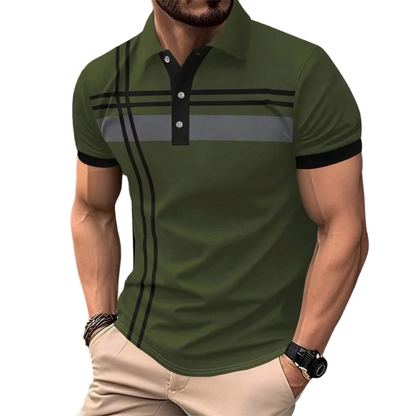 ⏳Time-Limited Special⏰Men's Striped Short Sleeve Collared Top