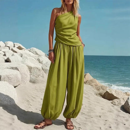 ⏳Time-Limited Special⏰Women's One-Shoulder Top and Wide-Leg Pants Set