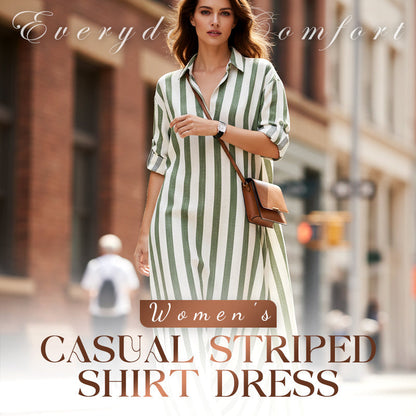 ⏳Time-Limited Special⏰Women's Casual Striped Long Sleeve Shirt Dress