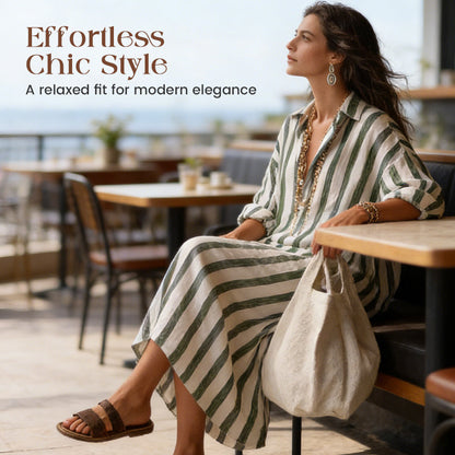 ⏳Time-Limited Special⏰Women's Casual Striped Long Sleeve Shirt Dress
