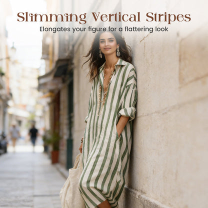 ⏳Time-Limited Special⏰Women's Casual Striped Long Sleeve Shirt Dress