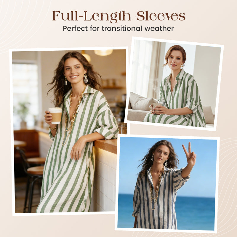 ⏳Time-Limited Special⏰Women's Casual Striped Long Sleeve Shirt Dress