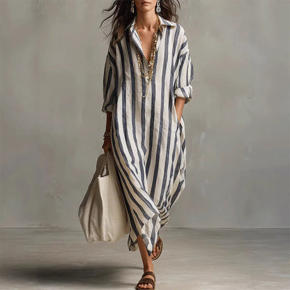 ⏳Time-Limited Special⏰Women's Casual Striped Long Sleeve Shirt Dress