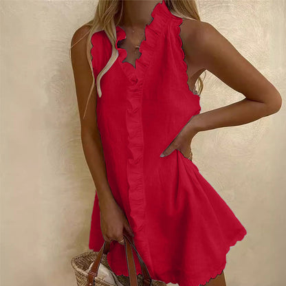 ⏳Time-Limited Special⏰Women's Ruffle Trim Button-Front Mini Dress