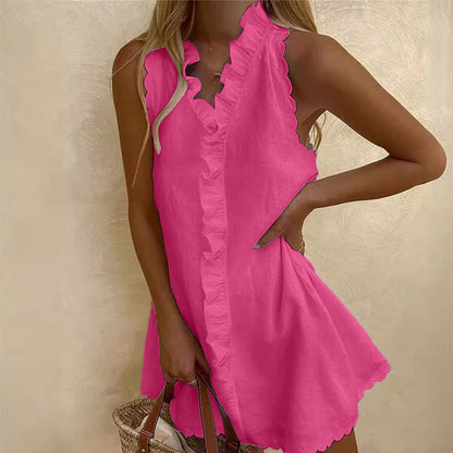 ⏳Time-Limited Special⏰Women's Ruffle Trim Button-Front Mini Dress