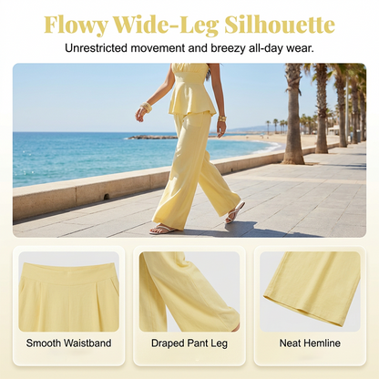 ⏳Time-Limited Special⏰Summer Wide-Leg Pant and Peplum Top Set