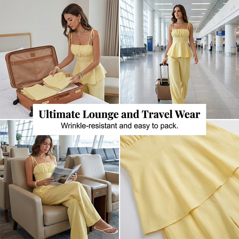 ⏳Time-Limited Special⏰Summer Wide-Leg Pant and Peplum Top Set