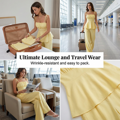 ⏳Time-Limited Special⏰Summer Wide-Leg Pant and Peplum Top Set