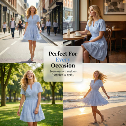 ⏳Time-Limited Special⏰Women's Short Sleeve Tiered Mini Dress