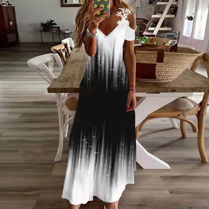 ⏳Time-Limited Special⏰Women's Cold Shoulder Maxi Dress – V Neck, Floral, 5 Colors 🌸