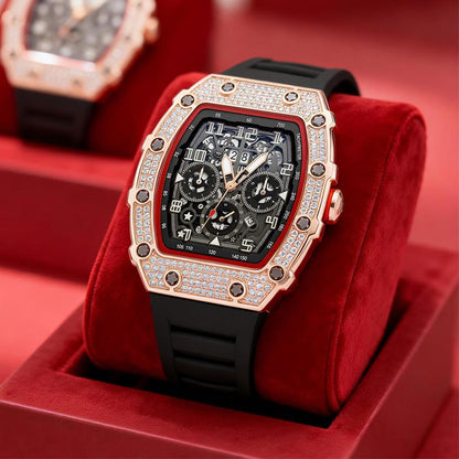 ⏳Time-Limited Special⏰Luxury Men's Tonneau-Shaped Watch with Rhinestone Embellishment