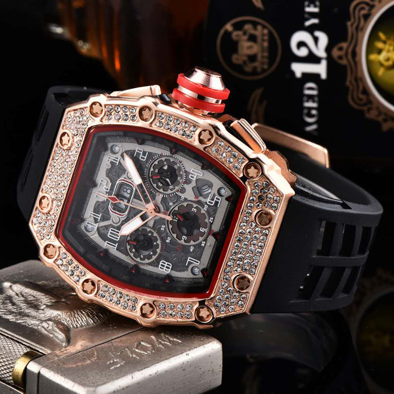 ⏳Time-Limited Special⏰Luxury Men's Tonneau-Shaped Watch with Rhinestone Embellishment