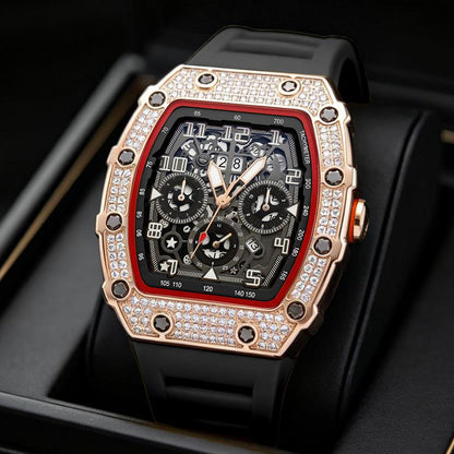 ⏳Time-Limited Special⏰Luxury Men's Tonneau-Shaped Watch with Rhinestone Embellishment